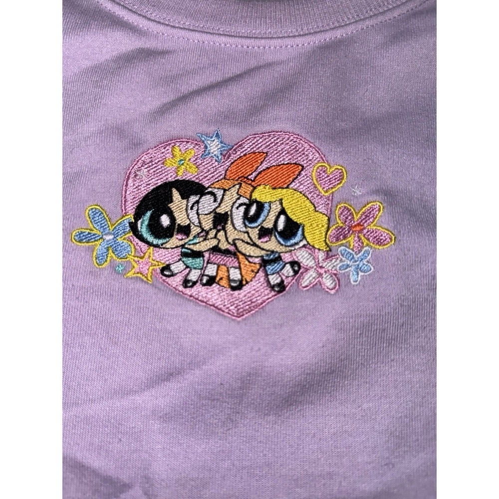 Powerpuff Girls Lavender Purple Embroidered Sweatshirt Women's Large - Picture 7 of 8